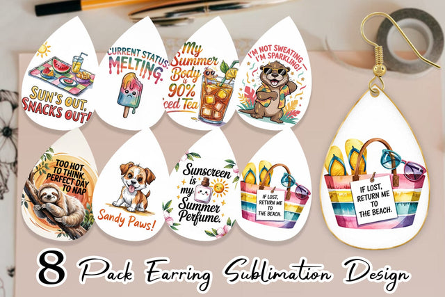 Earring Summer Quote Sublimation artnoy 