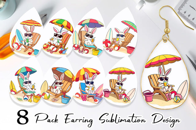 Earring Summer Rabbit Sublimation artnoy 