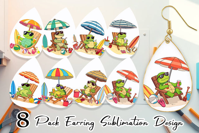 Earring Summer Turtle Sublimation artnoy 