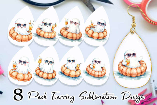 Earring Summerween Ghosts Sublimation artnoy 