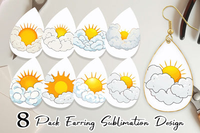 Earring Sun and Clouds Sublimation artnoy 