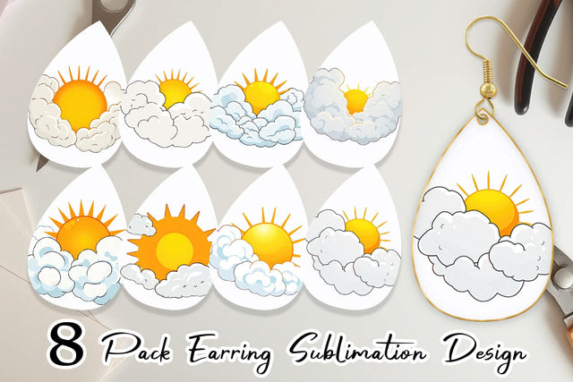 Earring Sun and Clouds Sublimation artnoy 