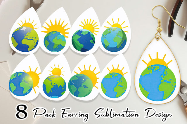 Earring Sun and Earth Sublimation artnoy 
