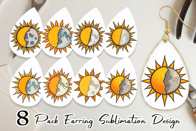 Earring Sun and Moon Sublimation artnoy 