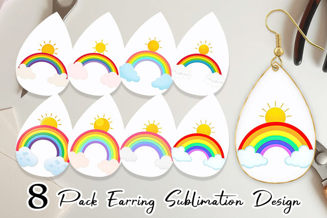 Earring Sun and Rainbow Sublimation artnoy 