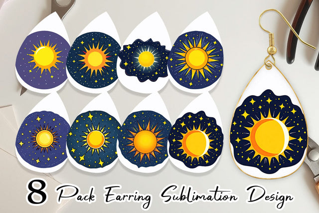 Earring Sun and Stars Sublimation artnoy 