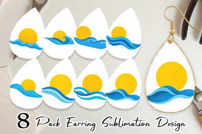 Earring Sun and Waves Sublimation artnoy 