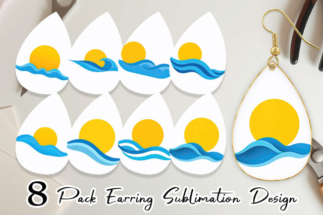 Earring Sun and Waves Sublimation artnoy 