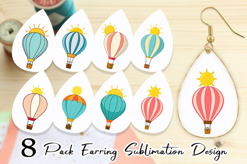 Earring Sun Hot Air Balloon Sublimation artnoy 