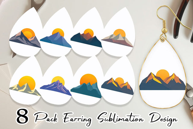 Earring Sun over Mountains Sublimation artnoy 