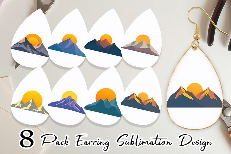 Earring Sun over Mountains Sublimation artnoy 