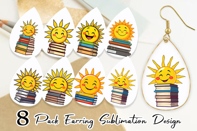 Earring Sun with Books Sublimation artnoy 
