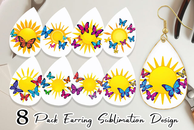Earring Sun with Butterfly Sublimation artnoy 
