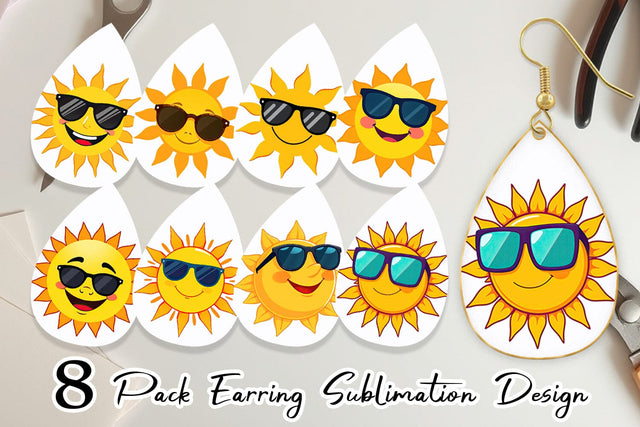 Earring Sun with Sunglasses Sublimation artnoy 