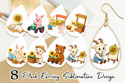 Earring Sunflower Farm Friends Sublimation artnoy 