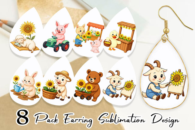 Earring Sunflower Farm Friends Sublimation artnoy 