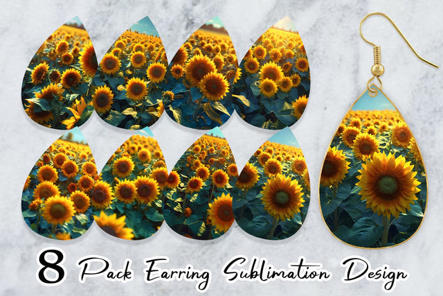 Earring Sunflower Field Sublimation artnoy 