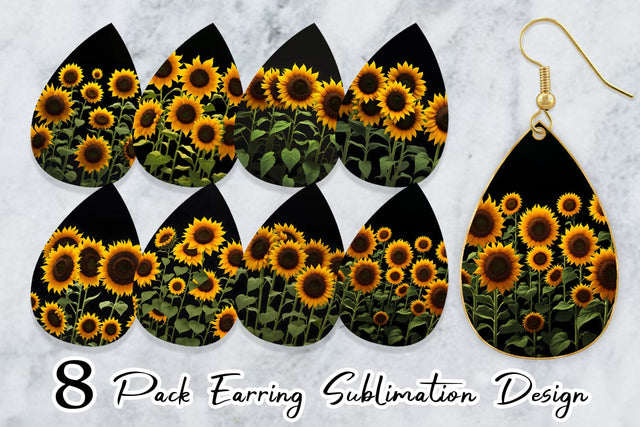 Earring Sunflowers Dark Sublimation artnoy 