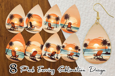 Earring Sunset Beach Chair Sublimation artnoy 
