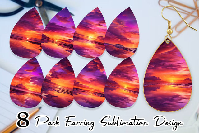 Earring Sunset Landscape Sublimation artnoy 