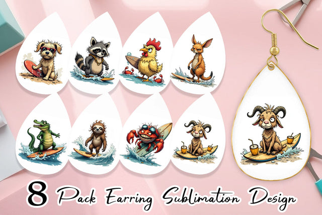 Earring Surf Scream Critters Sublimation artnoy 