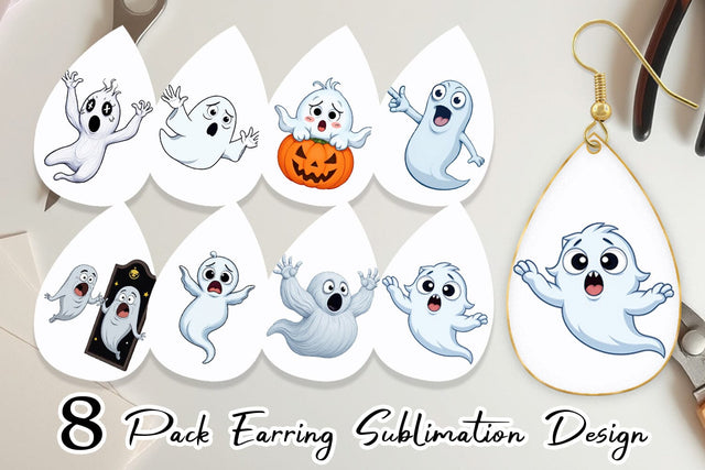 Earring Surprised Ghosts Sublimation artnoy 
