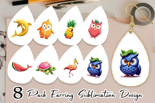 Earring Surreal Fruit Animals Sublimation artnoy 