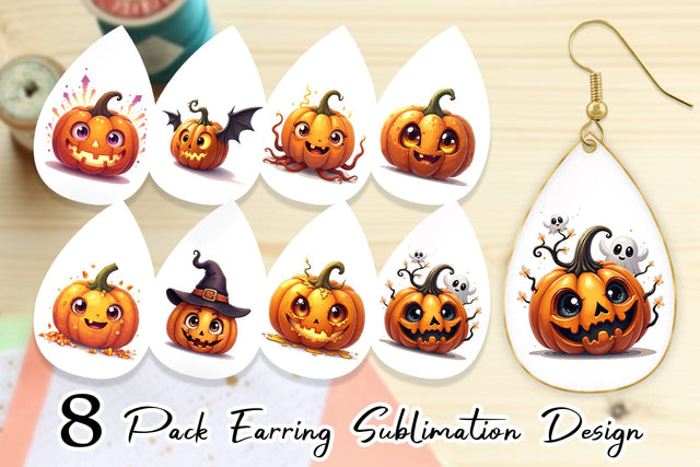 Earring Surreal Pumpkins Sublimation artnoy 