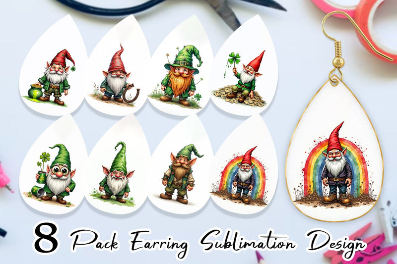 Earring Surreal Shamrock Grunge St. Patrick's Trashcore Gnome Sublimation artnoy 