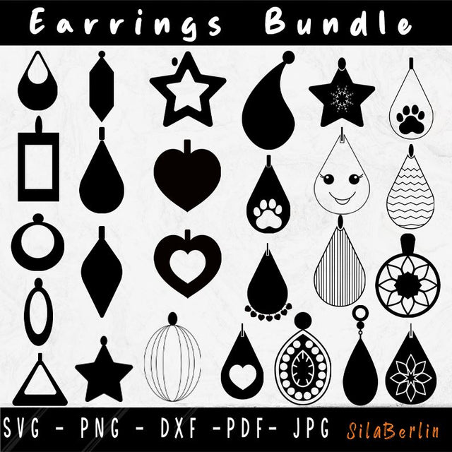 Earring Svg, Leather Earring, Simple Earring Templates - SVG, PNG, Earring Cut file, Earring svg for cricut & silhouette, Instant Download SVG SilaBerlin 