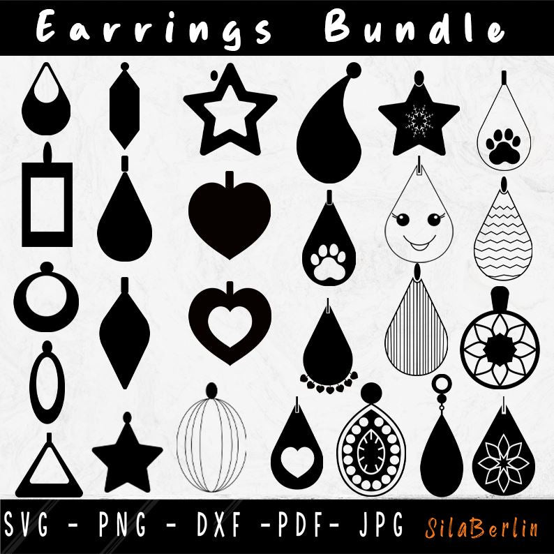 Earring Svg, Leather Earring, Simple Earring Templates - SVG, PNG, Earring Cut file, Earring svg for cricut & silhouette, Instant Download SVG SilaBerlin 