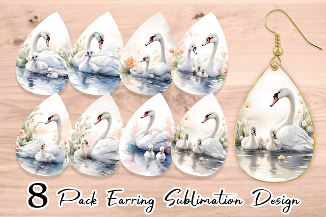 Earring Swans Mother Day Sublimation artnoy 