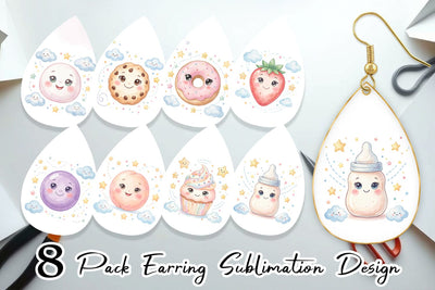 Earring Sweet Baby Treat Watercolor Sublimation artnoy 