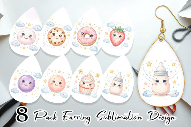 Earring Sweet Baby Treat Watercolor Sublimation artnoy 