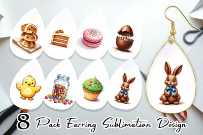 Earring Sweet Easter Treats and Desserts Watercolor Sublimation artnoy 
