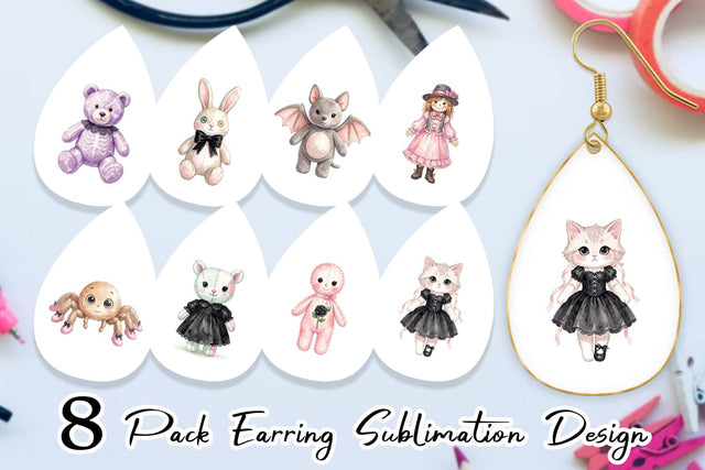 Earring Sweet Pastel Goth Plushies Sublimation artnoy 