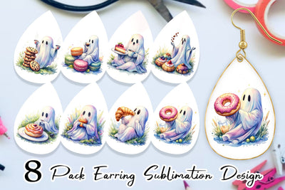 Earring Sweet Pastry Coffee Ghost Sublimation artnoy 
