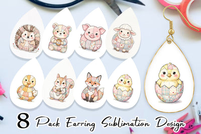 Earring Sweet Picnic Patchwork Watercolor Sublimation artnoy 