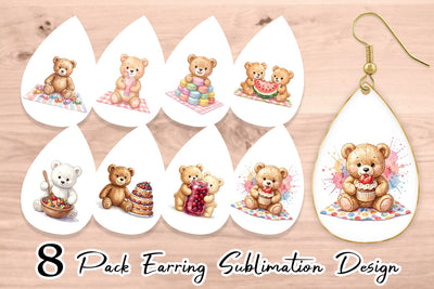 Earring Sweet Treats Teddy Bear Sublimation artnoy 