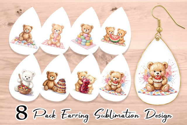 Earring Sweet Treats Teddy Bear Sublimation artnoy 