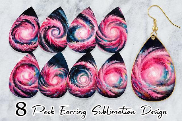 Earring Swirl Pink Galaxy Sublimation artnoy 