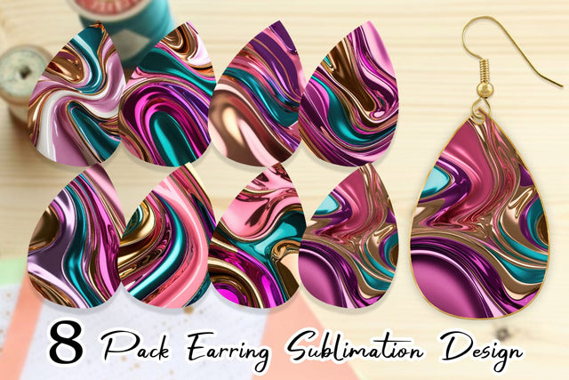 Earring Swirling Liquid Metallic Sublimation artnoy 