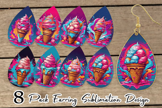 Earring Synthwave Ice Cream Sublimation artnoy 