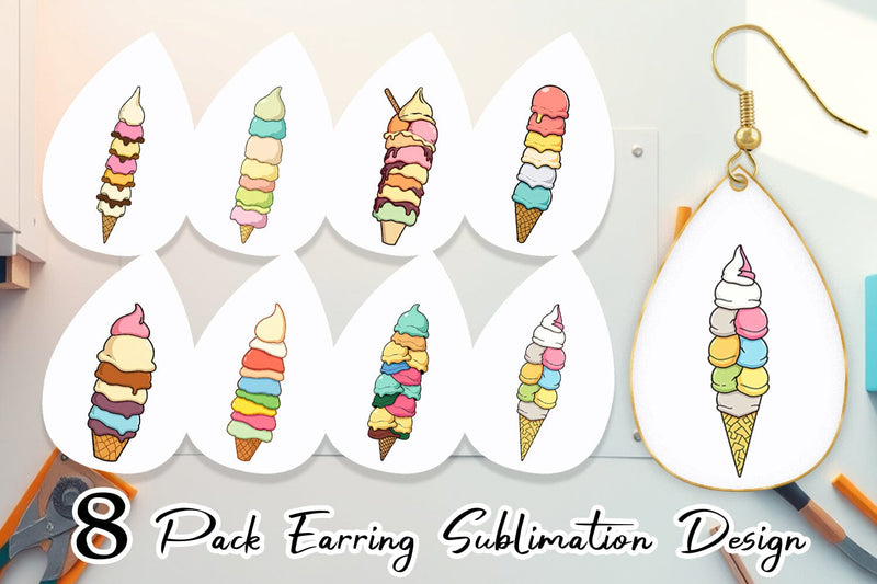 Earring Tall Ice Cream Sublimation artnoy 