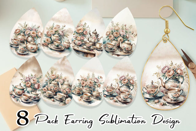 Earring Tea Set Sublimation artnoy 