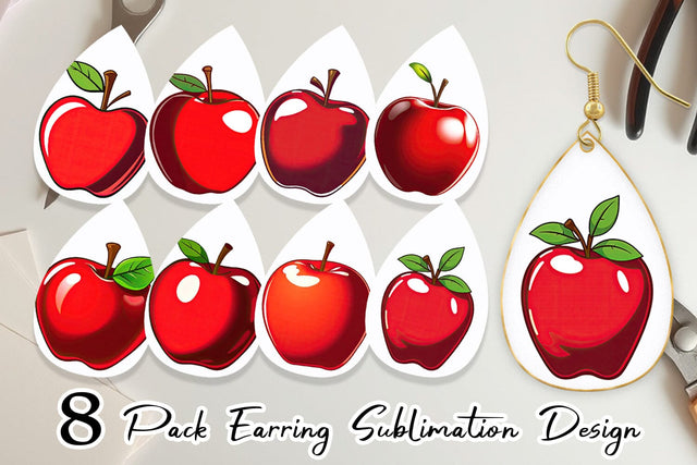 Earring Teacher Apple Clipart Sublimation artnoy 