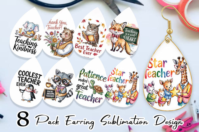 Earring Teacher Appreciation Sublimation artnoy 