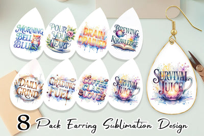 Earring Teacher Coffee Quotes Sublimation artnoy 