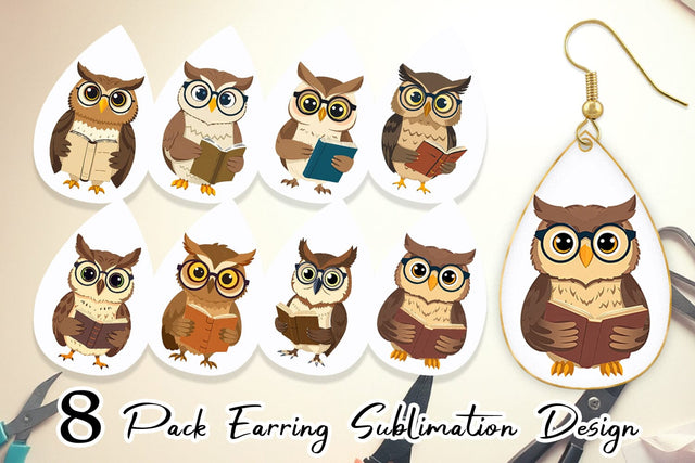 Earring Teacher Owl Sublimation artnoy 