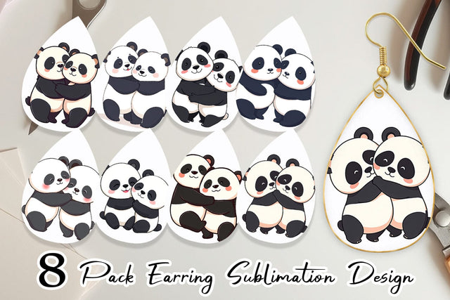 Earring Teacup Panda Sublimation artnoy 